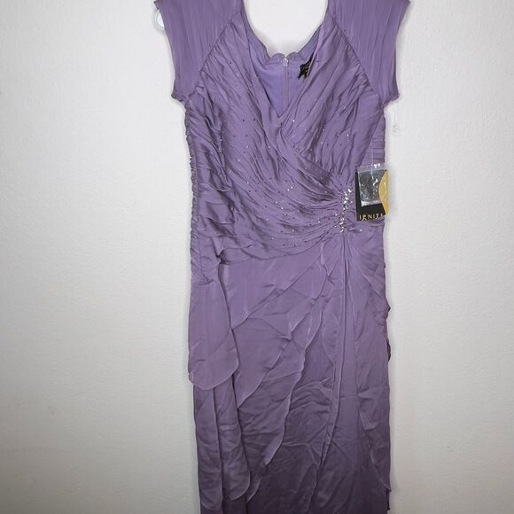 Ignite Evenings by Carol Lin Rouched Beaded Tier Dress nwt - Picture 6 of 10